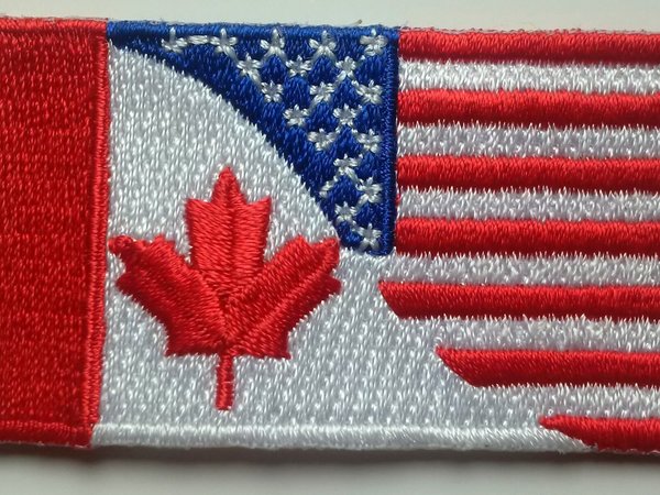 Canada United States America Friendship Flag Patch Embroidered Iron On Applique USA