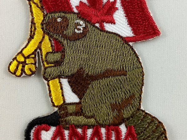 Beaver with Canada Canadian Flag Patch Badge Embroidered Iron On Applique