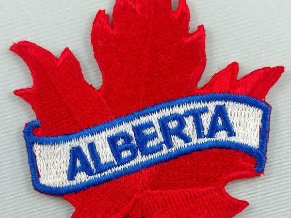 Alberta Maple Leaf Patch Embroidered Iron On Applique Crest
