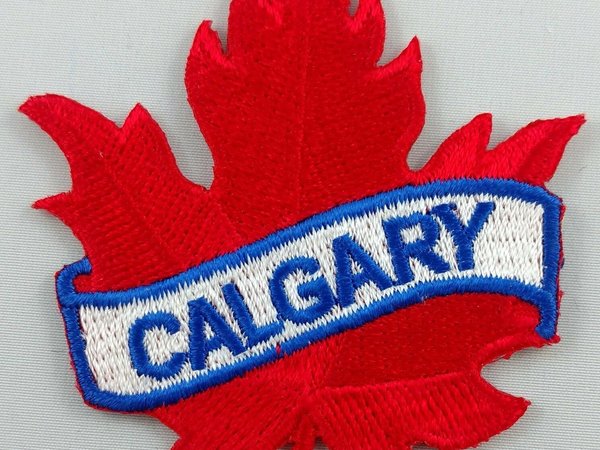 Calgary Maple Leaf Patch Embroidered Iron On Applique
