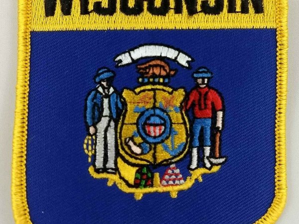 Wisconsin State Shield Patch Badge Embroidered Iron On Applique USA United States of America