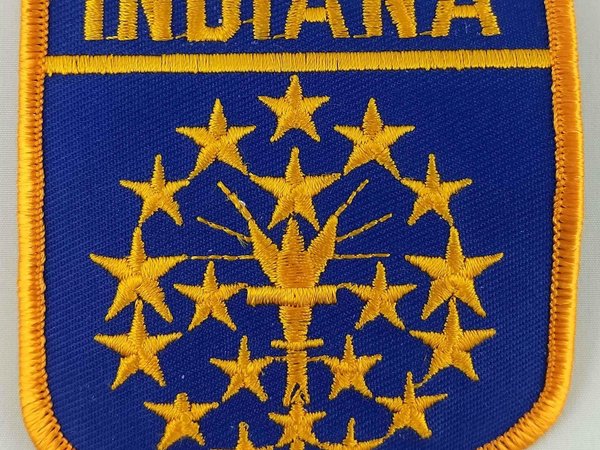 Indiana State Shield Patch Badge Embroidered Iron On Applique USA United States of America
