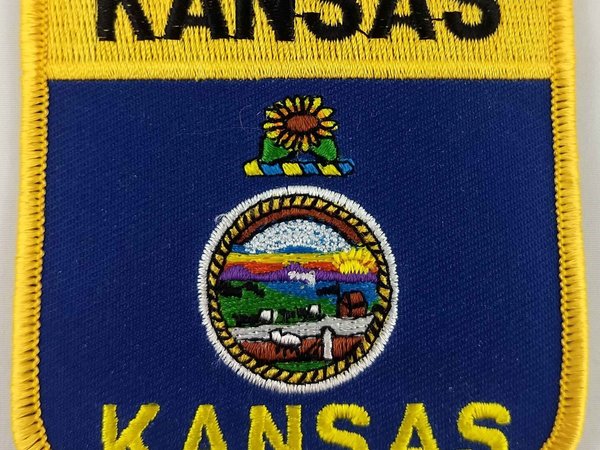 Kansas State Shield Patch Badge Embroidered Iron On Applique USA United States of America