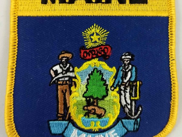 Maine State Shield Patch Badge Embroidered Iron On Applique USA United States of America