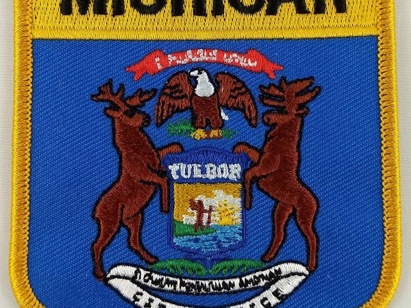 Michigan State Shield Patch Badge Embroidered Iron On Applique USA United States of America