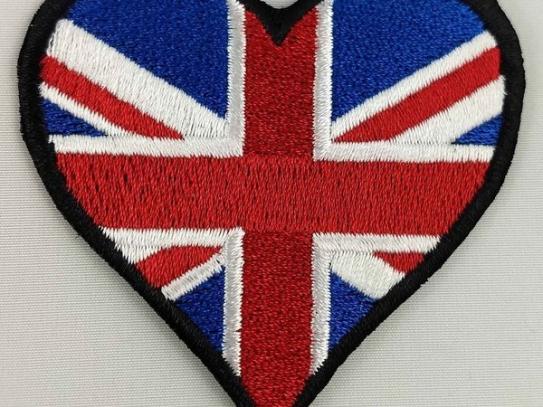 UK United Kingdom Heart Flag Patch Badge Embroidered Iron On Applique C/P