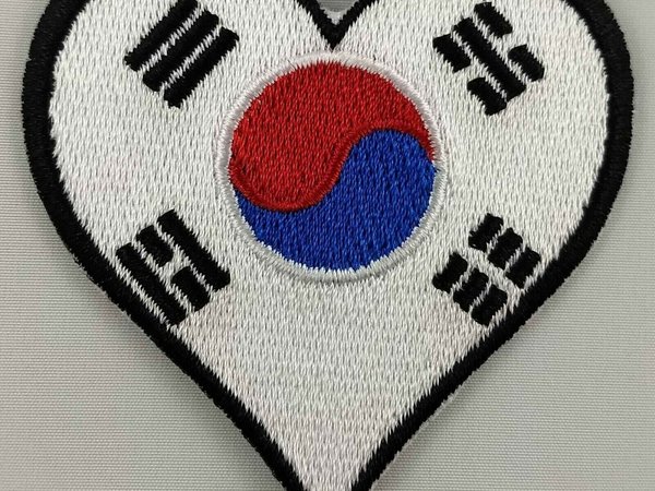 South Korea Heart Flag Patch Badge Embroidered Iron On Applique C/P