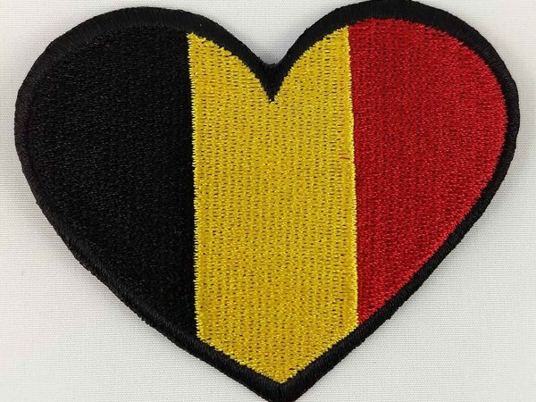 Belgium Heart Flag Patch Badge Embroidered Iron On Applique C/P