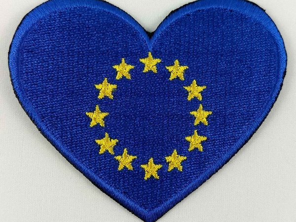 European Union EU Heart Flag Patch Badge Embroidered Iron On Applique C/P