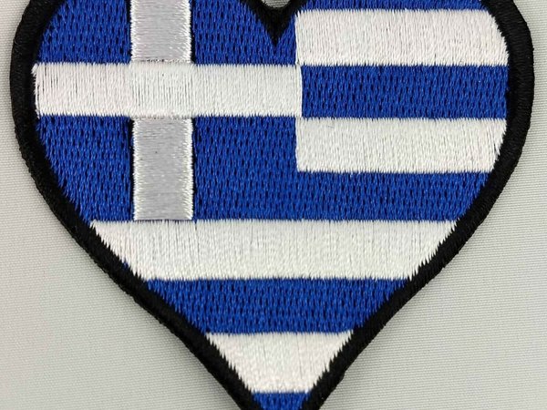 Greece Heart Flag Patch Badge Embroidered Iron On Applique C/P