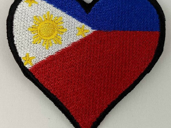 Philippines Heart Flag Patch Badge Embroidered Iron On Applique C/P
