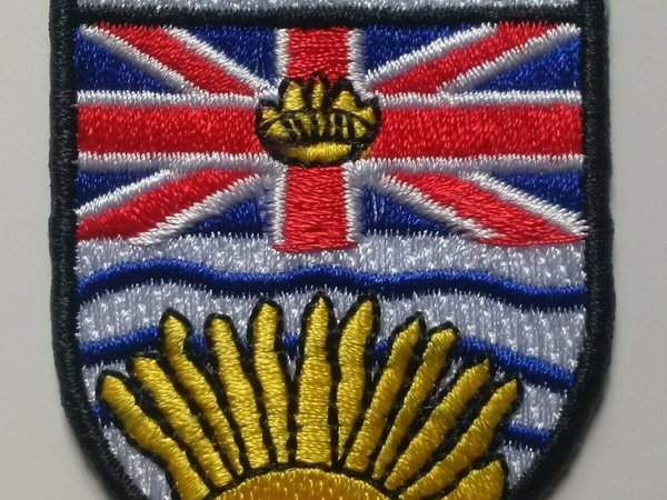 BC British Columbia Province Shield Crest Patch Badge Embroidered Iron On Sew On Canada