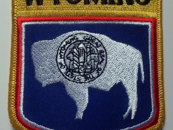 Wyoming State Shield Patch Badge Embroidered Iron On Applique USA United States of America