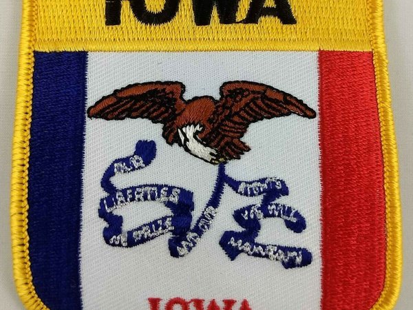Iowa State Shield Patch Badge Embroidered Iron On Applique USA United States of America