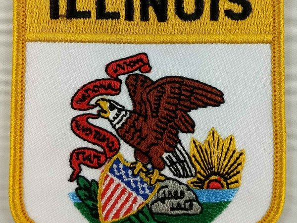 Illinois State Shield Patch Badge Embroidered Iron On Applique USA United States of America