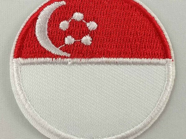 Singapore Round Flag Patch Badge Embroidered Iron On Applique Singaporean C/P