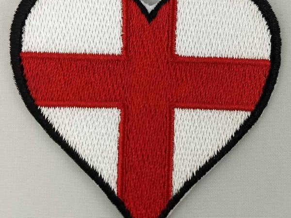 England Heart Flag Patch Badge Embroidered Iron On Applique C/P