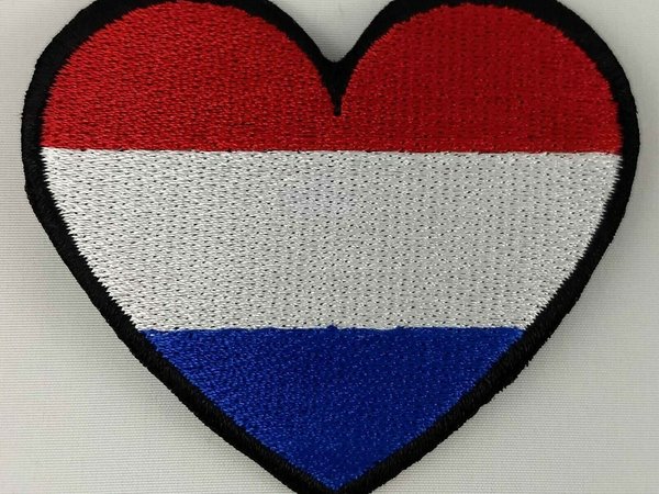 Netherlands Heart Flag Patch Badge Embroidered Iron On Applique C/P