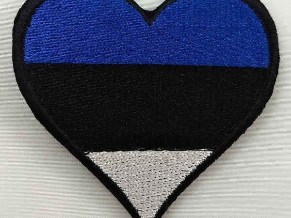 Estonia Heart Flag Patch Badge Embroidered Iron On Applique C/P