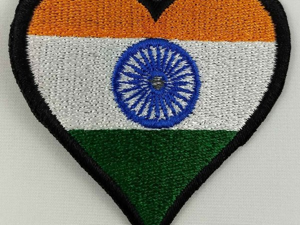 India Heart Flag Patch Badge Embroidered Iron On Applique C/P