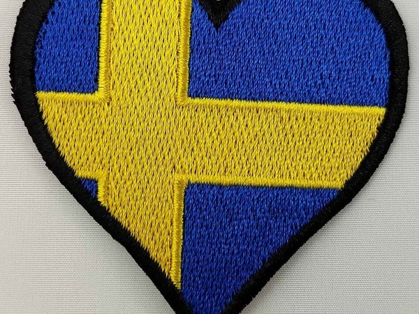 Sweden Heart Flag Patch Badge Embroidered Iron On Applique C/P