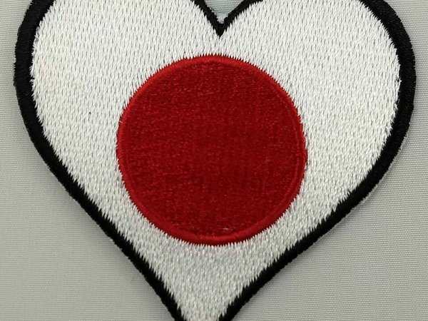 Japan Heart Flag Patch Badge Embroidered Iron On Applique C/P