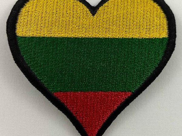 Lithuania Heart Flag Patch Badge Embroidered Iron On Applique C/P