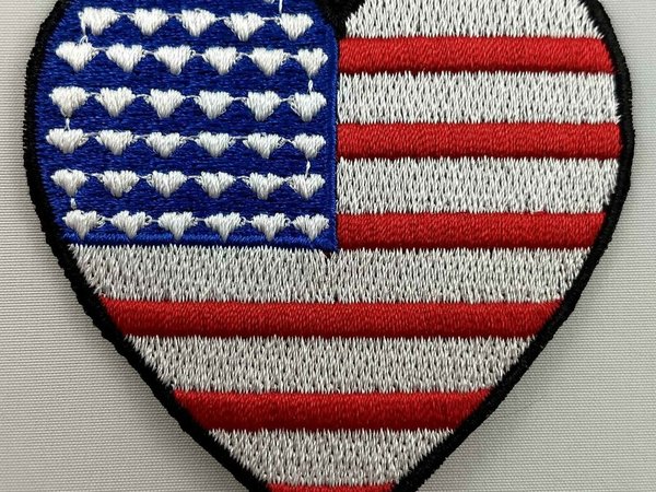 USA United States America Heart Flag Patch Badge Embroidered Iron On Applique C/P