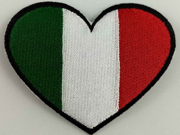 Italy Heart Flag Patch Badge Embroidered Iron On Applique C/P