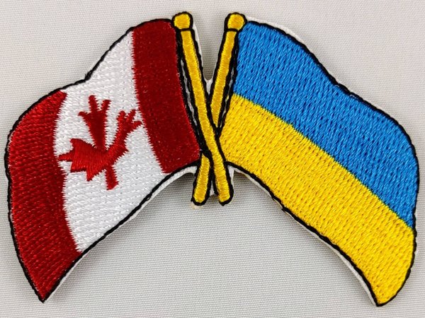 Canada / Ukraine Friendship Flag Patch Embroidered Iron On Applique Badge Canadian Ukrainian