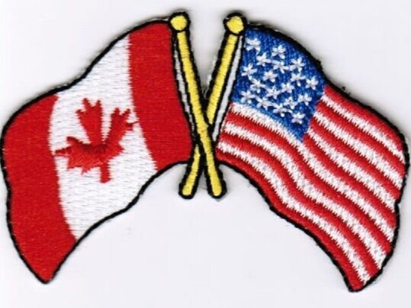 Canada / Usa Flag Patch Badge Embroidered Iron On Applique