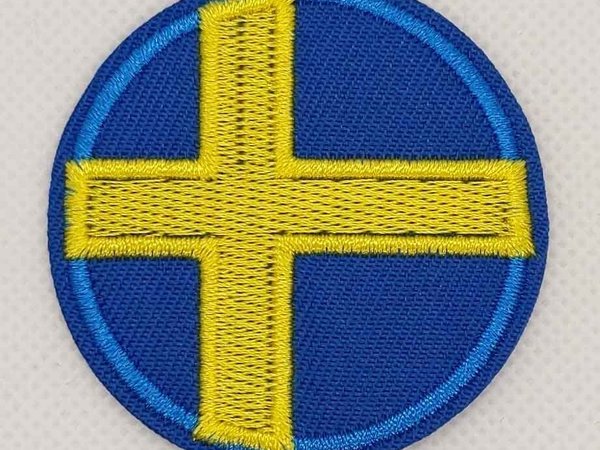 Sweden Round Flag Patch Badge Embroidered Iron On Applique Swedish C/P