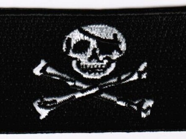 Jolly Roger pirate flag patch embroidered iron on sew on applique badge