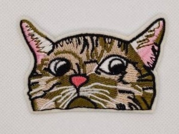 Cat Leering Peeping patch Embroidered Iron On Badge Applique C/P