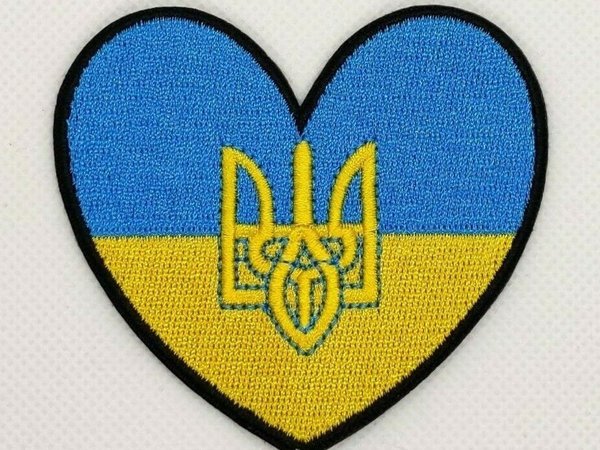 Ukraine trident heart flag patch badge embroidered iron on applique ukrainian