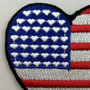 USA United States America Heart Flag Patch Badge Embroidered Iron On Applique C/P