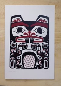 Haida Beaver by Clarence Mills Haida Artist 6"x9" art card