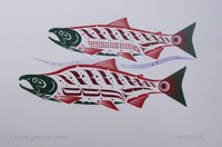 Natural Spawning Sockeye by Clarence Mills Haida Artist 6"x9" art card