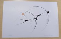 Swallows by Benjamin Chee Chee Ojibway Artist 6"x9" Art Card