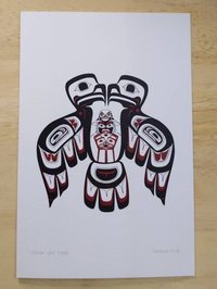 Haida Split Eagle by Clarence Mills Haida Artist 6"x9" art card