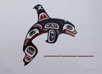 Skaana II Haida Killer Whale by Clarence Mills Haida Artist 6"x9" art card