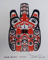 Haida Beaver "TTSAANG" by Bill Reid Haida Artist 6"x9" Art Card