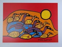 Flock of Loons by Norval Morrisseau Ojibway Artist 6"x9" Art Card