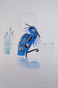 Blue Heron by Richard Shorty Northern Tutchone Yukon Artist 6"x9" Art Card