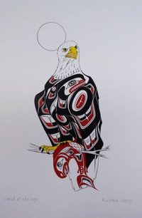 Catch of the Day - Eagle and Salmon by Richard Shorty Northern Tutchone Yukon Artist 6"x9" Art Card