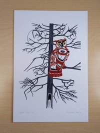 Copper Tone Owl by Richard Shorty Northern Tutchone Yukon Artist 6"x9" Art Card