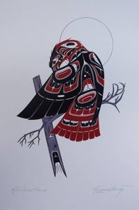 Red Tailed Hawk by Richard Shorty Northern Tutchone Yukon Artist 6"x9" Art Card