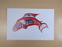 Salmon by Richard Shorty Northern Tutchone Yukon Artist 6"x9" Art Card
