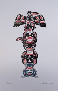 Totem by Richard Shorty Northern Tutchone Yukon Artist 6"x9" Art Card