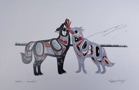 Wolves United by Richard Shorty Northern Tutchone Yukon Artist 6"x9" Art Card